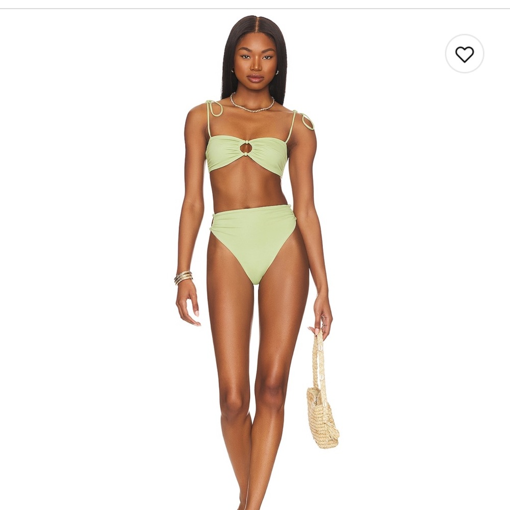 Tularosa Light Green Tie-Shoulder Ring Bikini